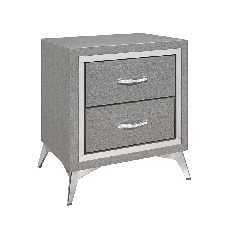 Pemberly Row 2-Drawer Nightstand (Set of 2) in Grey Wood Finish