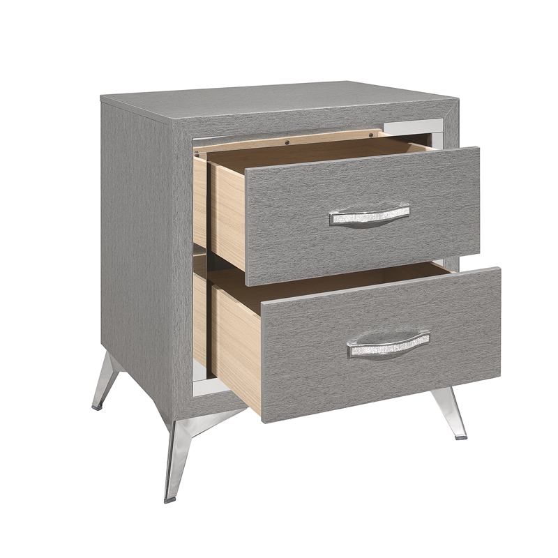 Pemberly Row 2-Drawer Nightstand (Set of 2) in Grey Wood Finish