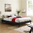 Pemberly Row Queen Vinyl Bed Frame with Splayed Wood Legs in Black