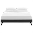 Pemberly Row Queen Vinyl Bed Frame with Splayed Wood Legs in Black