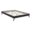 Pemberly Row Queen Vinyl Bed Frame with Splayed Wood Legs in Black