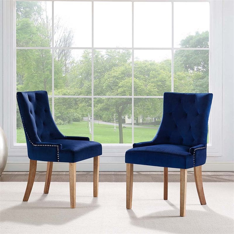 pemberly row 19&quot velvet dining chairs in navy (set of 2)