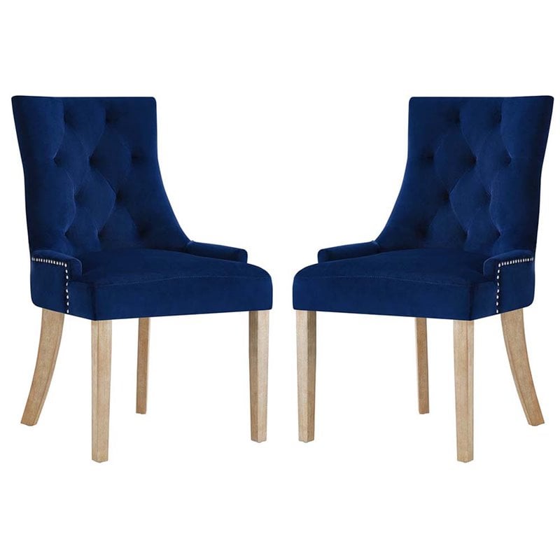 Pemberly Row 19&quot Velvet Dining Chairs in Navy (Set of 2)