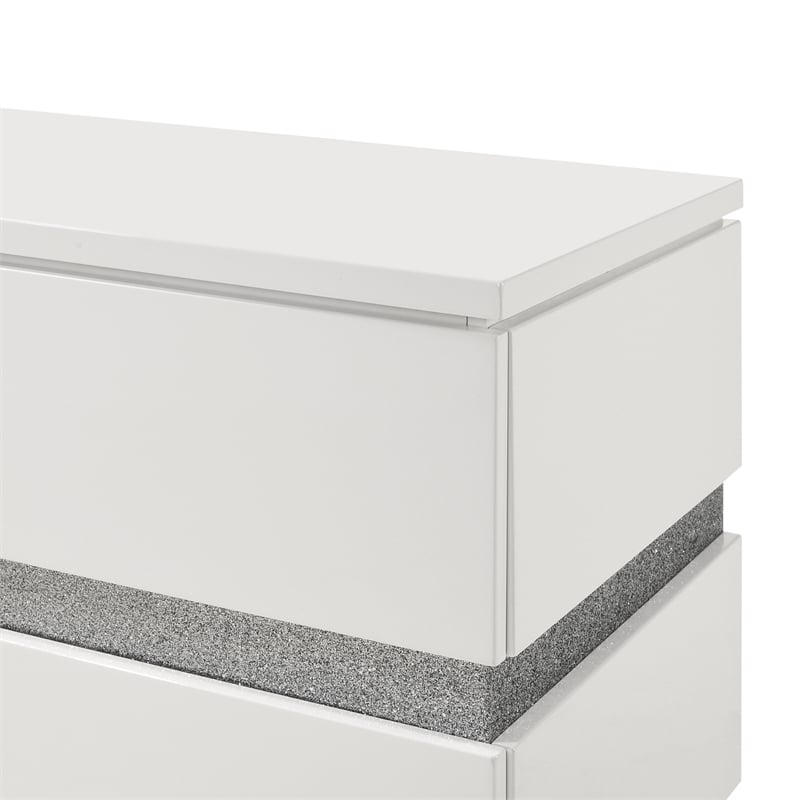 Pemberly Row Paradox 6-Drawer Dresser with White Gloss Laminate Finish