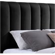 Pemberly Row Velvet Upholstered Queen Bed in Black with Wood Base