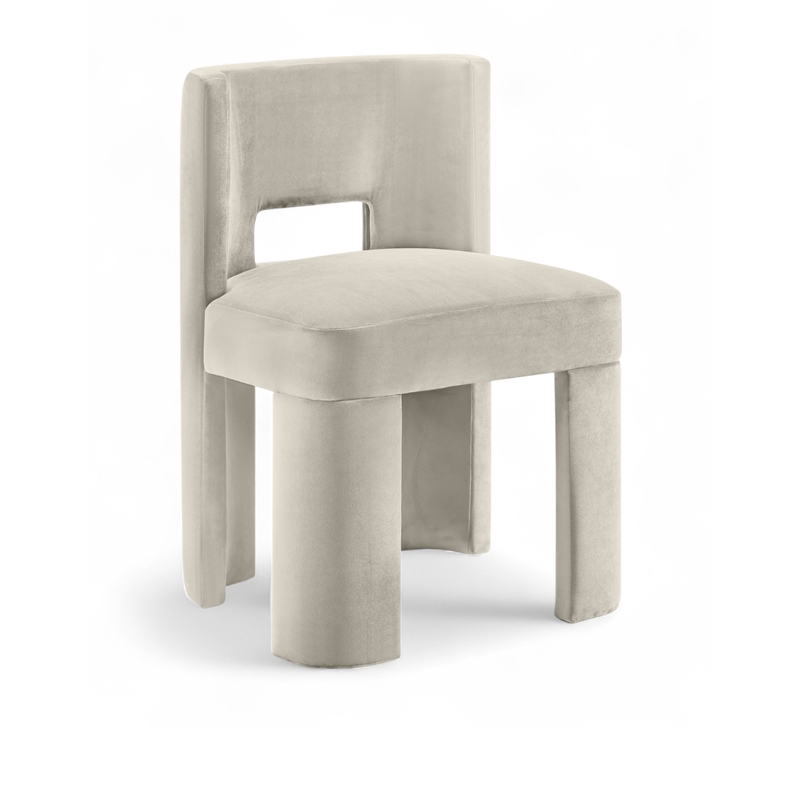 Pemberly Row Cream Velvet Dining Chair Set of 2 with Solid Wood Frame