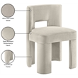 Pemberly Row Cream Velvet Dining Chair Set of 2 with Solid Wood Frame
