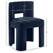 Pemberly Row Navy Velvet Dining Chair Set of 2 with Solid Wood Frame