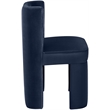 Pemberly Row Navy Velvet Dining Chair Set of 2 with Solid Wood Frame