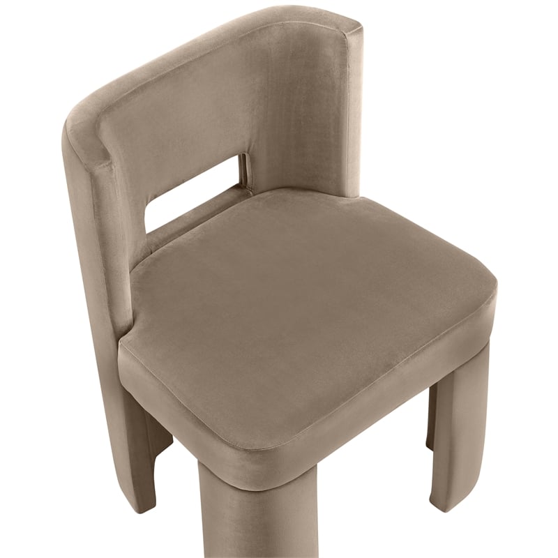 Pemberly Row Taupe Velvet Dining Chair Set of 2 with Solid Wood Frame