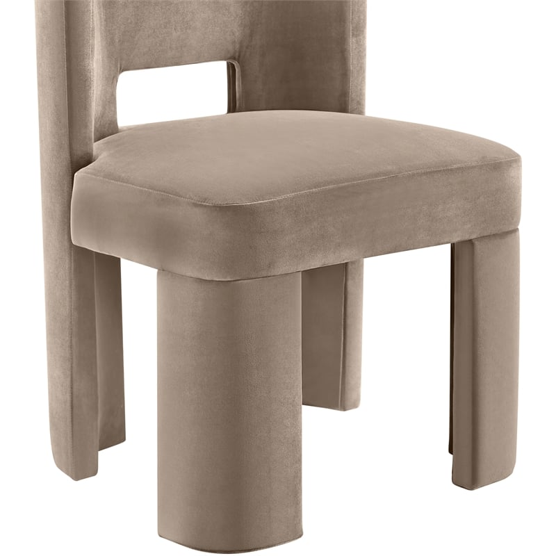 Pemberly Row Taupe Velvet Dining Chair Set of 2 with Solid Wood Frame