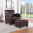 Pemberly Row Club Chair with Ottoman in Cocoa Faux Leather