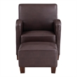 Pemberly Row Club Chair with Ottoman in Cocoa Faux Leather