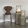 Pemberly Row Ceramic Side Table with Geometric Design in Gray