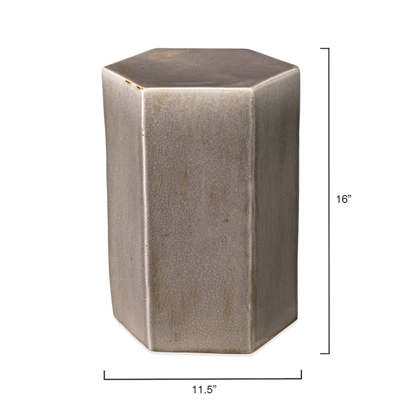 Pemberly Row Ceramic Side Table with Geometric Design in Gray