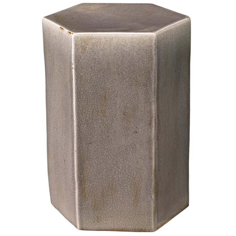 Pemberly Row Ceramic Side Table with Geometric Design in Gray