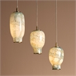 Pemberly Row Coastal Glass Pendant in Pale Blue with Antique Brass Finish