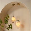 Pemberly Row Coastal Glass Pendant in Pale Blue with Antique Brass Finish