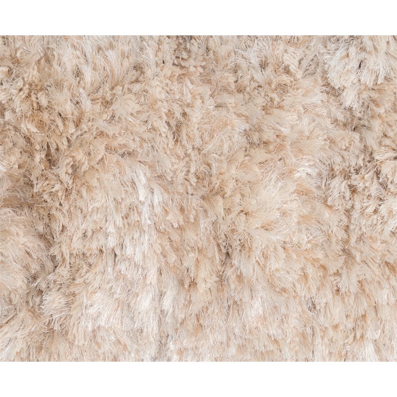Pemberly Row Handwoven 60x96 in Wool & Polyester Shag Area Rug Ivory
