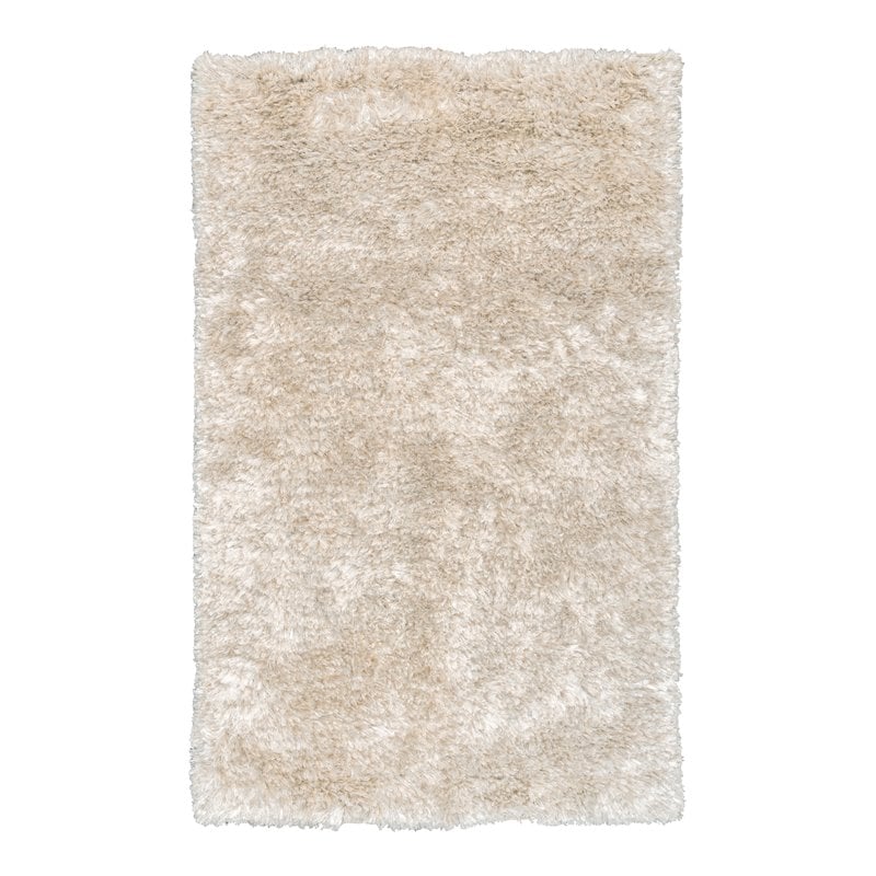 Pemberly Row Handwoven 60x96 in Wool & Polyester Shag Area Rug Ivory