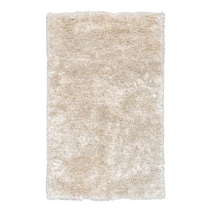 Pemberly Row Handwoven 60x96 in Wool & Polyester Shag Area Rug Ivory