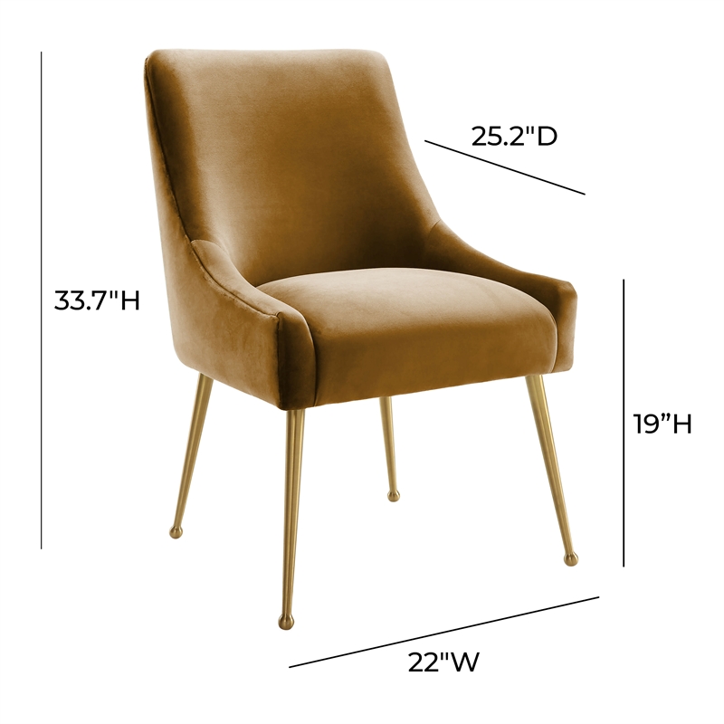 Pemberly Row Velvet Side Chair in Cognac Orange with Gold Accents
