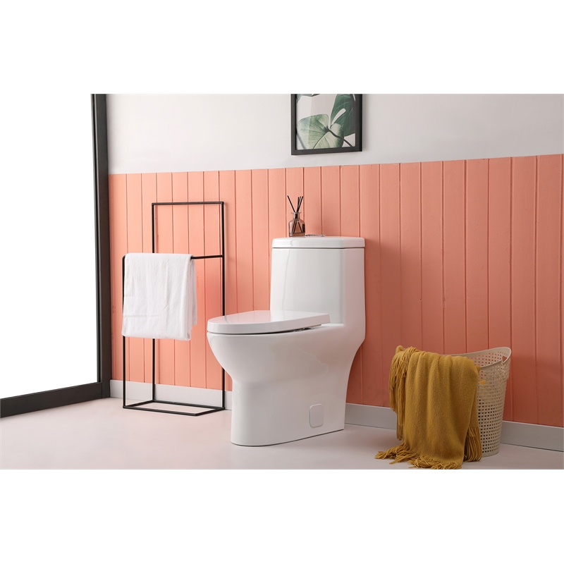 Pemberly Row 15 in Ceramic Elongated One-Piece Toilet White