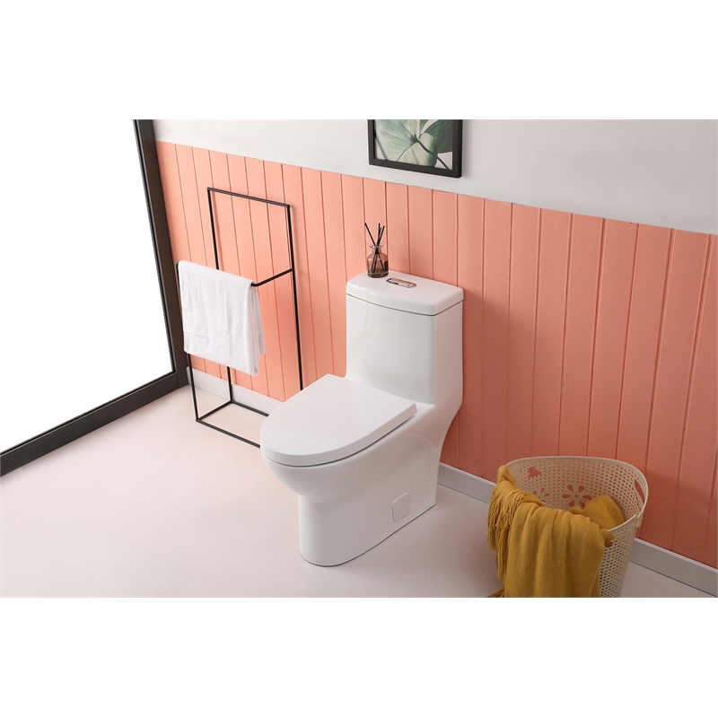 Pemberly Row 15 in Ceramic Elongated One-Piece Toilet White