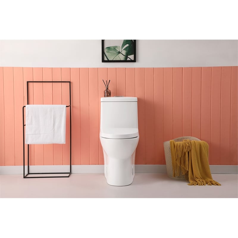 Pemberly Row 15 in Ceramic Elongated One-Piece Toilet White
