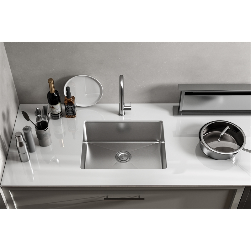 Pemberly Row 18x23 in Stainless Steel Rectangular Kitchen Sink Silver