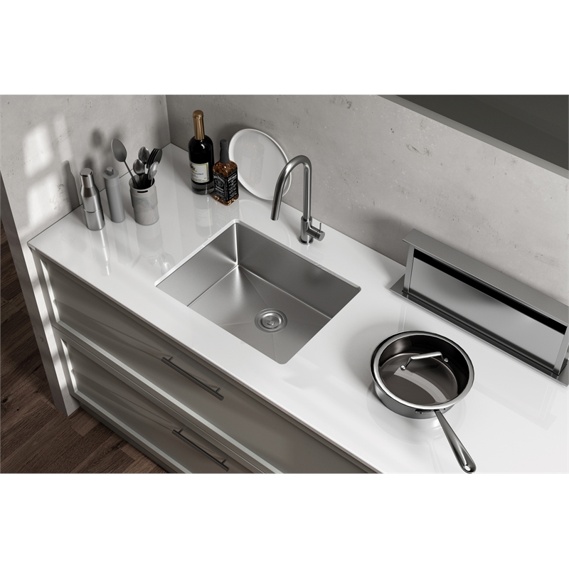 Pemberly Row 18x23 in Stainless Steel Rectangular Kitchen Sink Silver