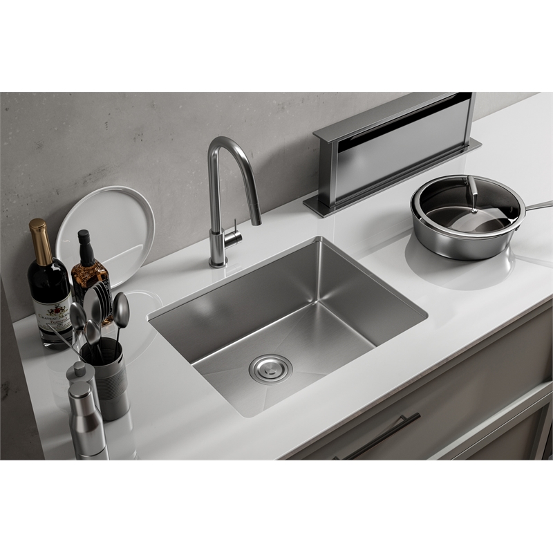 Pemberly Row 18x23 in Stainless Steel Rectangular Kitchen Sink Silver
