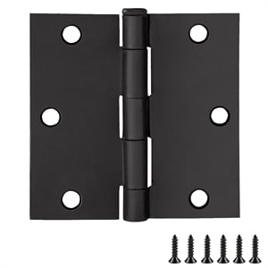 Pemberly Row 3-Pack 3.5 in Square Corner Steel Door Hinges in Black