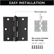 Pemberly Row 3-Pack 3.5 in Square Corner Steel Door Hinges in Black