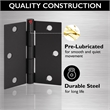 Pemberly Row 3-Pack 3.5 in Square Corner Steel Door Hinges in Black