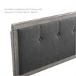 Pemberly Row Gray Charcoal Tufted King Upholstered Wood Headboard