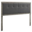 Pemberly Row Gray Charcoal Tufted King Upholstered Wood Headboard