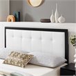 Pemberly Row Black White Tufted Queen Upholstered Wood Headboard