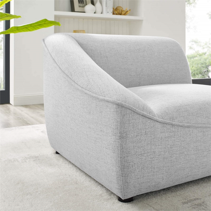 Pemberly Row Left Arm Sectional Sofa Chair in Light Gray Upholstery