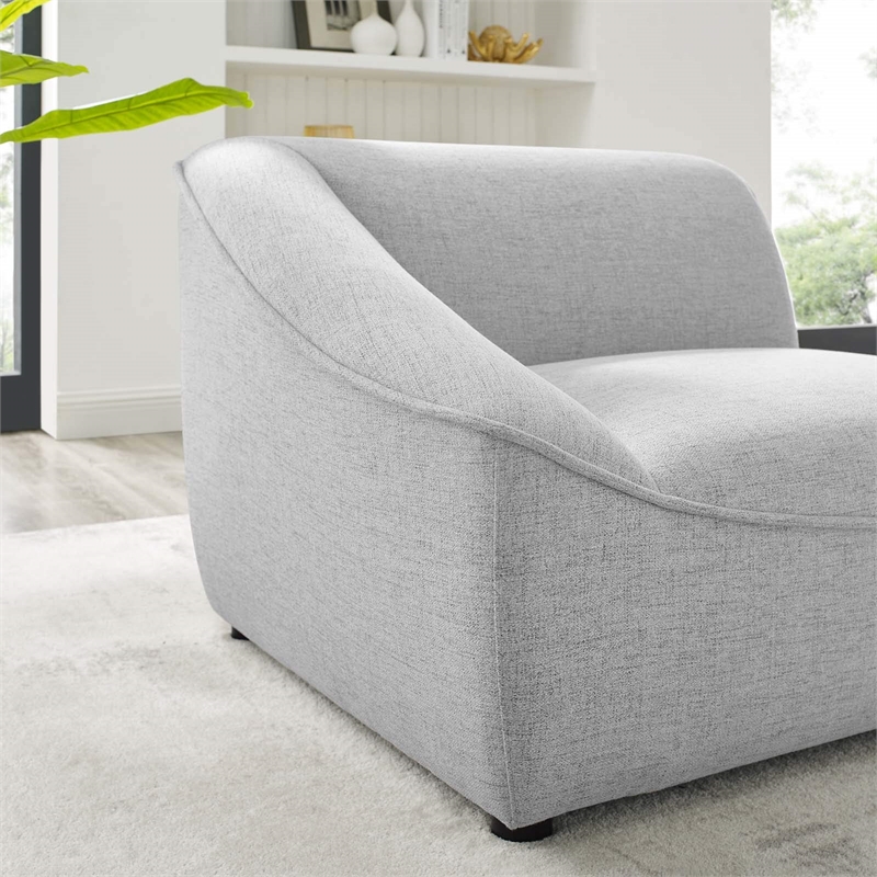 Pemberly Row Left Arm Sectional Sofa Chair in Light Gray Upholstery