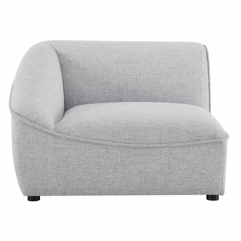 Pemberly Row Left Arm Sectional Sofa Chair in Light Gray Upholstery