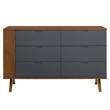 Pemberly Row Modern MDF Wood and Rubberwood Dresser in Walnut Gray