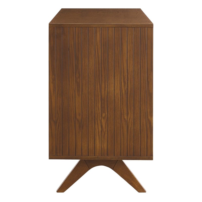 Pemberly Row Modern MDF Wood and Rubberwood Dresser in Walnut Gray