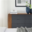 Pemberly Row Modern MDF Wood and Rubberwood Dresser in Walnut Gray
