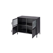 Pemberly Row Vitrino 4 Door Iron Side Table in Black Metal Finish