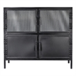 Pemberly Row Vitrino 4 Door Iron Side Table in Black Metal Finish