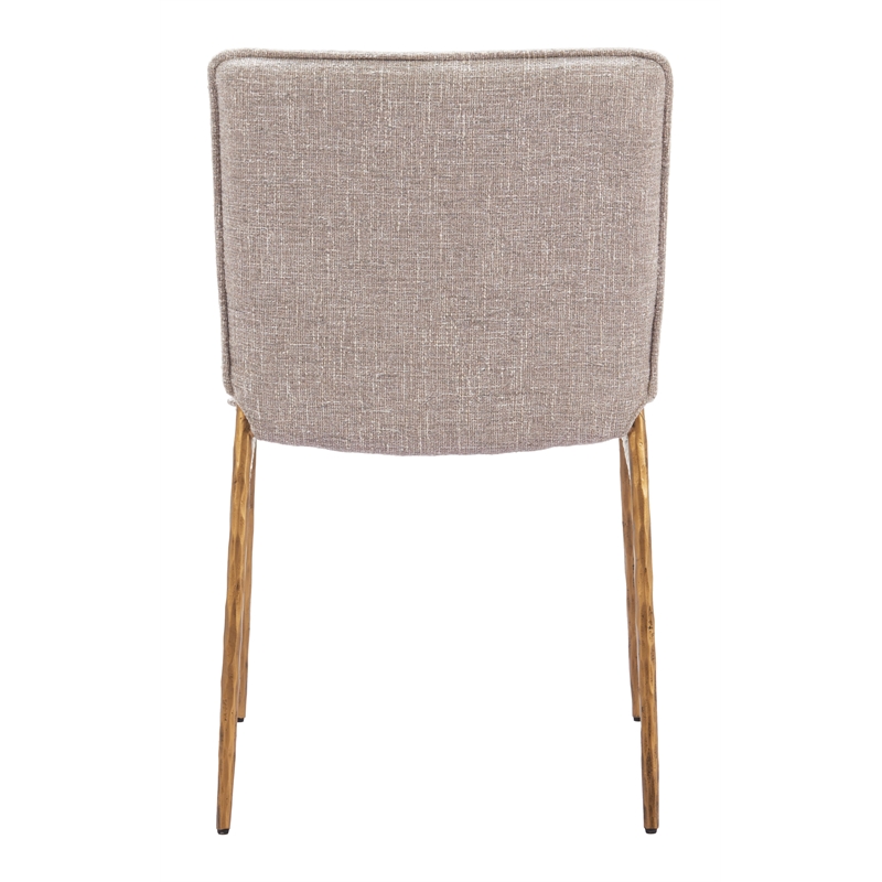 Pemberly Row Nordvest Dining Chair with Beige Seat & Gold Legs