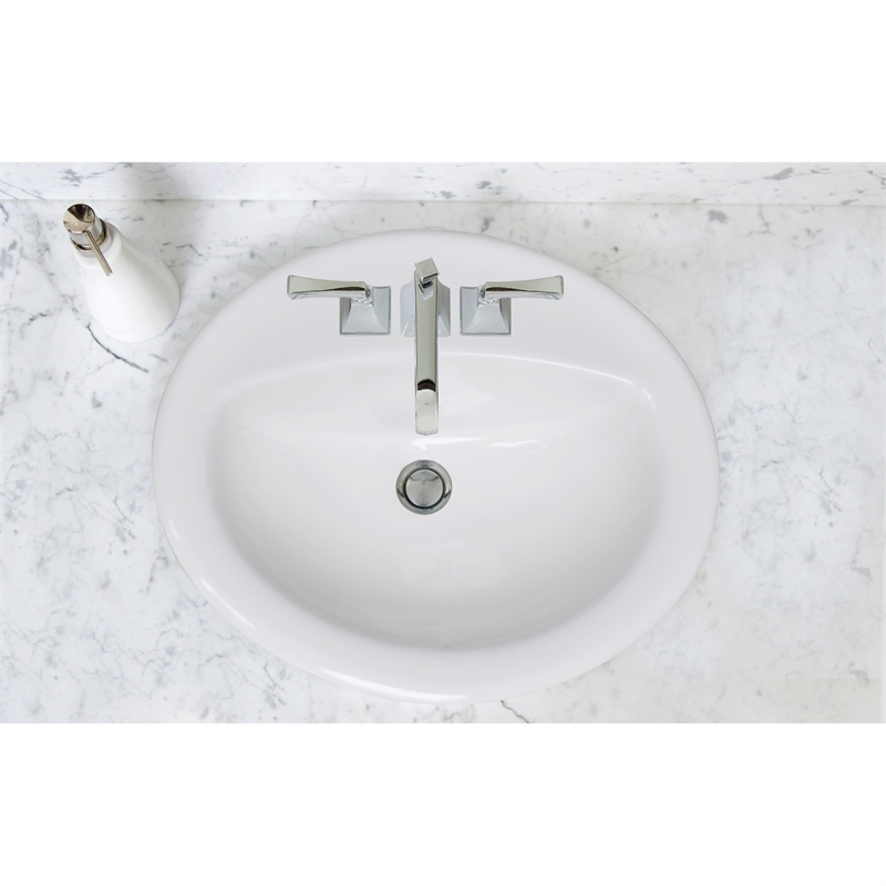 Pemberly Row Oval Ceramic Drop-In Sink with 20x17 Basin in White