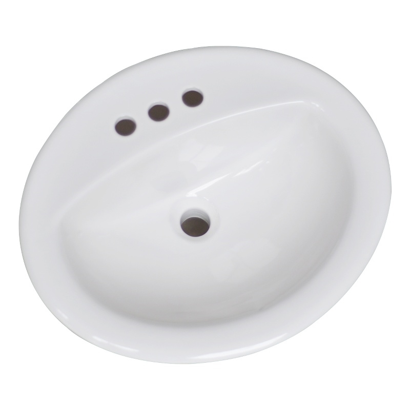 Pemberly Row Oval Ceramic Drop-In Sink with 20x17 Basin in White