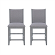 Pemberly Row Set of 2 Gray Wood Counter Stools with Light Gray Upholstery